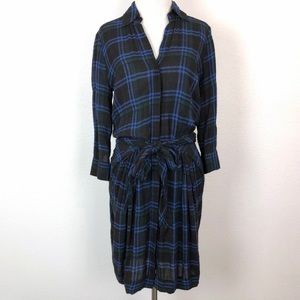 L’agence tie waist plaid dress